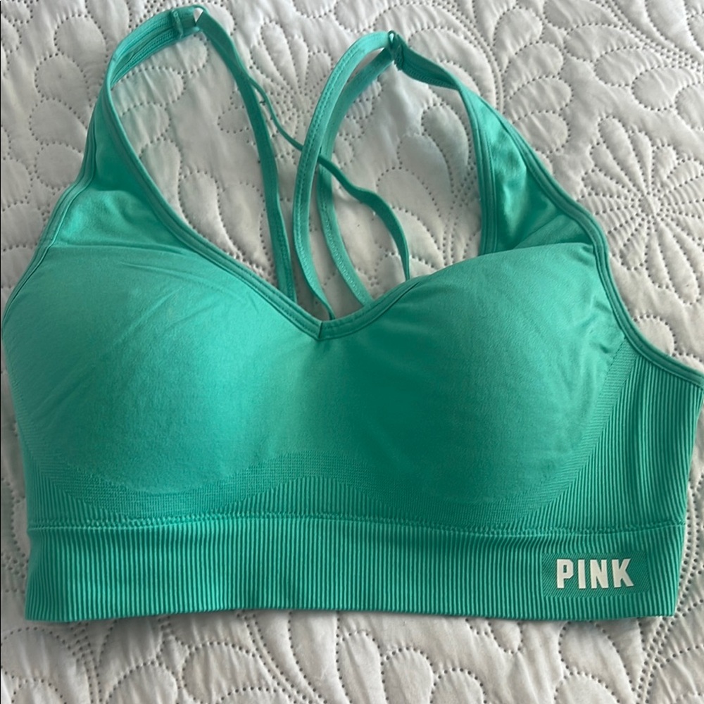 PINK Victoria's Secret Women's Teal Sports Bra